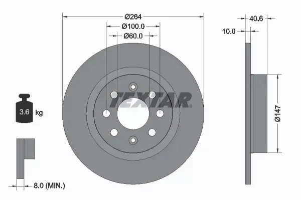 TEXTAR TARCZE+KLOCKI TYŁ OPEL ADAM 264MM 