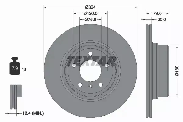 TEXTAR TARCZE+KLOCKI TYŁ BMW X5 E53 324MM 