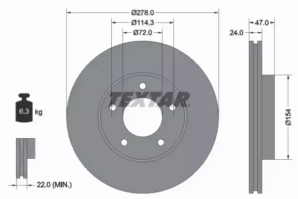 TEXTAR TARCZE HAMULCOWE PRZÓD 92146503 