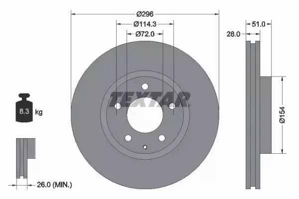 TEXTAR TARCZE HAMULCOWE PRZÓD 92148100 