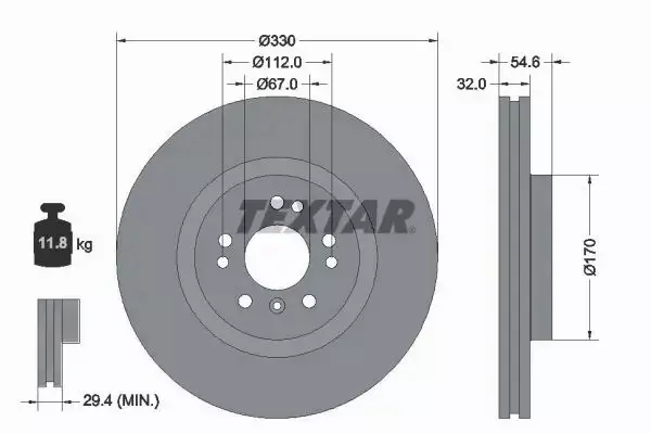 TEXTAR TARCZE HAMULCOWE PRZÓD 92150605 