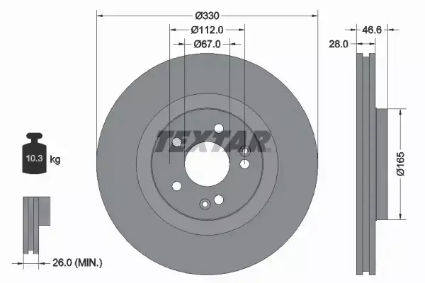 TEXTAR TARCZE HAMULCOWE PRZÓD 92151005 