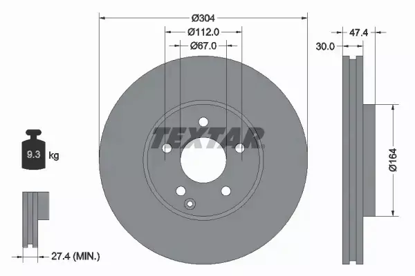 TEXTAR TARCZE HAMULCOWE PRZÓD 92152105 