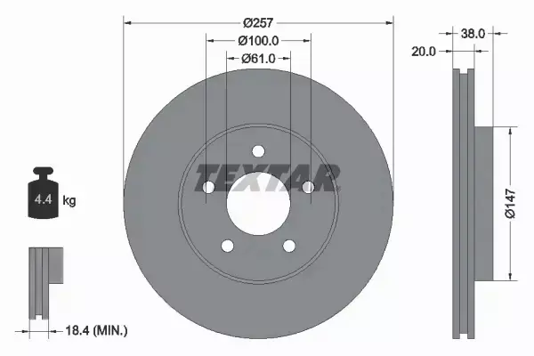 TEXTAR TARCZE HAMULCOWE PRZÓD 92152403 