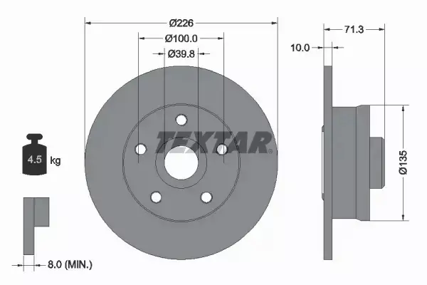 TEXTAR TARCZE HAMULCOWE TYŁ 92153800 