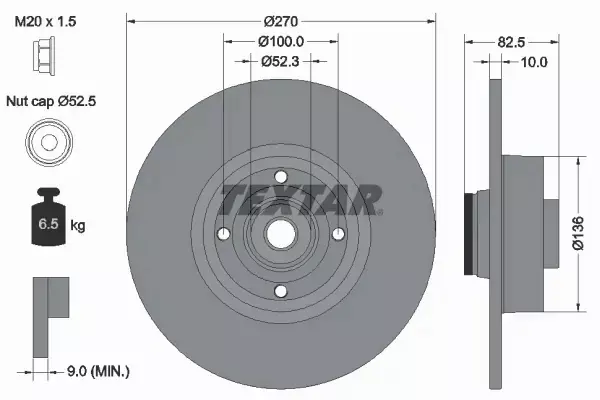 TEXTAR TARCZE HAMULCOWE TYŁ 92154503 