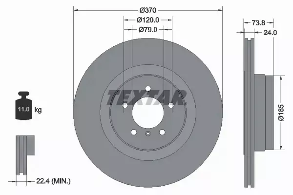 TEXTAR TARCZE HAMULCOWE TYŁ 92155203 