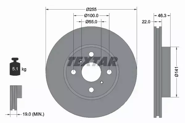 TEXTAR TARCZE HAMULCOWE PRZÓD 92156100 