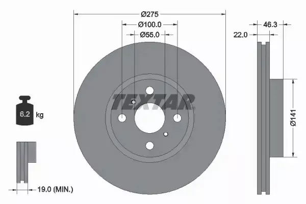 TEXTAR TARCZE HAMULCOWE PRZÓD 92156200 