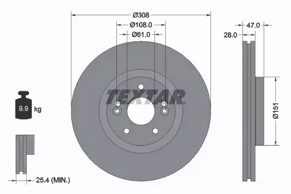 TEXTAR TARCZE HAMULCOWE PRZÓD 92157700 