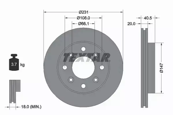 TEXTAR TARCZE HAMULCOWE PRZÓD 92158900 