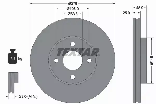 TEXTAR TARCZE HAMULCOWE PRZÓD 92159003 