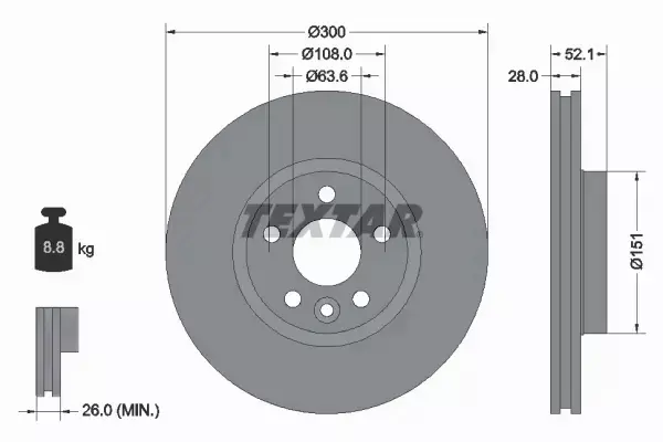 TEXTAR TARCZE+KLOCKI PRZÓD VOLVO V70 III 300MM 