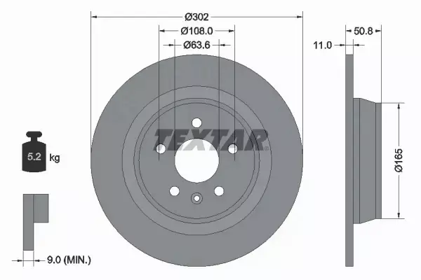 TEXTAR TARCZE TYŁ FORD MONDEO IV GALAXY II 302MM 