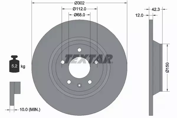 TEXTAR TARCZE HAMULCOWE TYŁ 92159503 