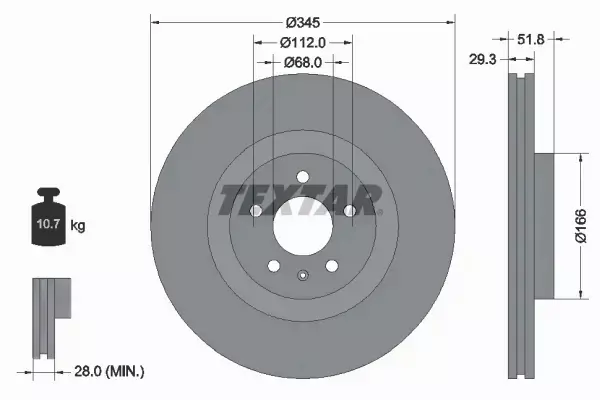 TEXTAR TARCZE HAMULCOWE PRZÓD 92160205 