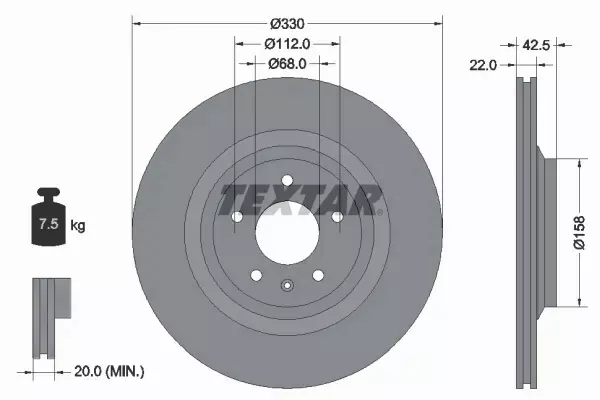 TEXTAR TARCZE HAMULCOWE TYŁ 92160403 