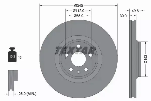 TEXTAR TARCZA HAMULCOWA 92160505 