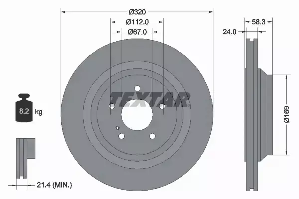 TEXTAR TARCZE HAMULCOWE TYŁ 92160705 