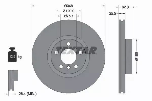 TEXTAR TARCZE+KLOCKI PRZÓD BMW X5 E70 F15 X6 E71 F16 348MM 