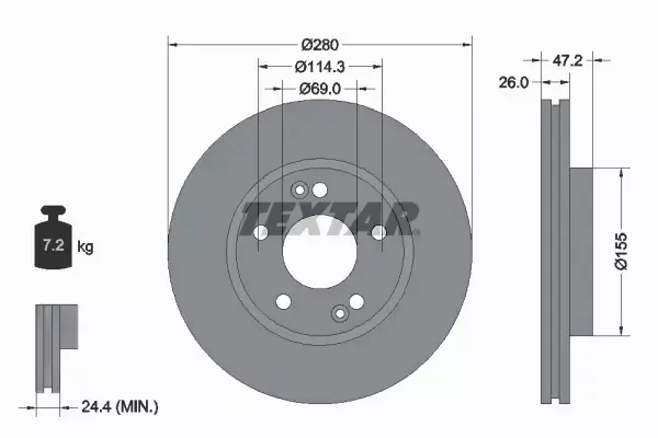 TEXTAR TARCZE HAMULCOWE PRZÓD 92161605 