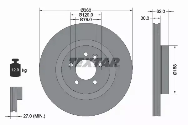 TEXTAR TARCZA HAMULCOWA 92162005 