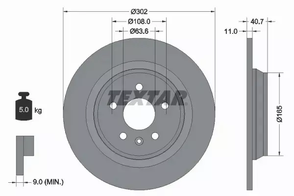 TEXTAR TARCZA HAMULCOWA 92162903 