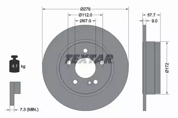 TEXTAR TARCZE HAMULCOWE TYŁ 92163103 