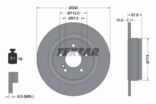 TEXTAR TARCZE+KLOCKI TYŁ MERCEDES C W204 300MM 