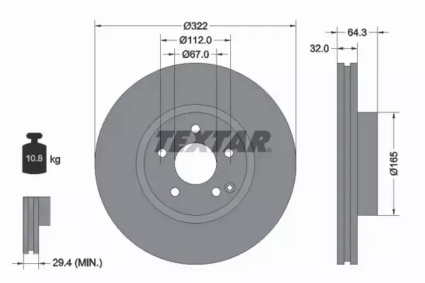 TEXTAR TARCZA HAMULCOWA 92163505 