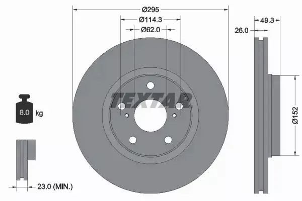 TEXTAR TARCZE+KLOCKI PRZÓD TOYOTA AVENSIS T27 