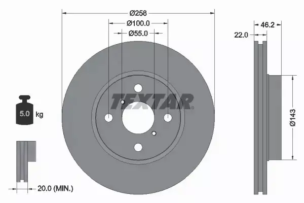 TEXTAR TARCZE+KLOCKI P TOYOTA YARIS P9 P13 258MM 