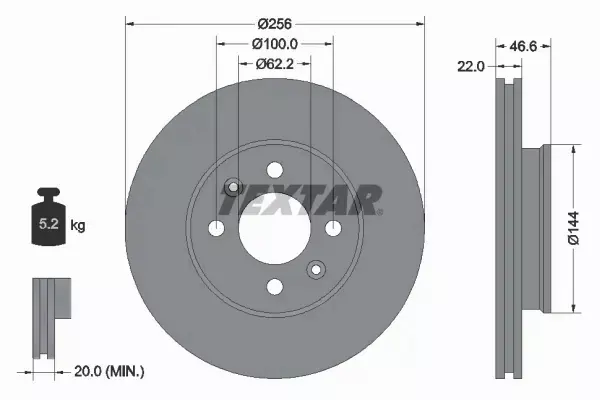 TEXTAR TARCZE+KLOCKI PRZÓD HYUNDAI ACCENT II 256MM 