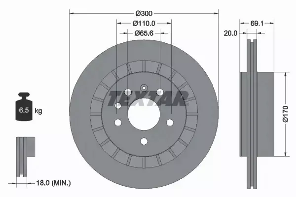 TEXTAR TARCZE HAMULCOWE TYŁ 92164900 