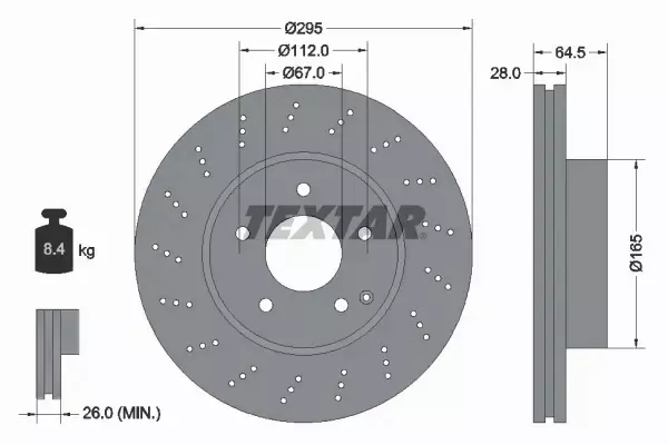 TEXTAR TARCZE+KLOCKI PRZÓD MERCEDES C W204 295MM 