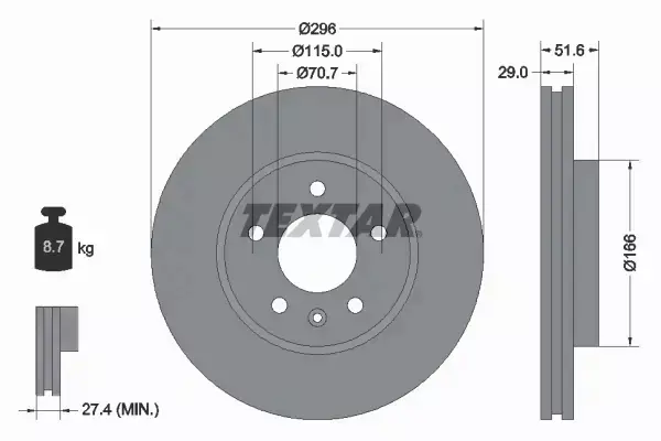 TEXTAR TARCZE+KLOCKI PRZÓD CHEVROLET CAPTIVA 296MM 