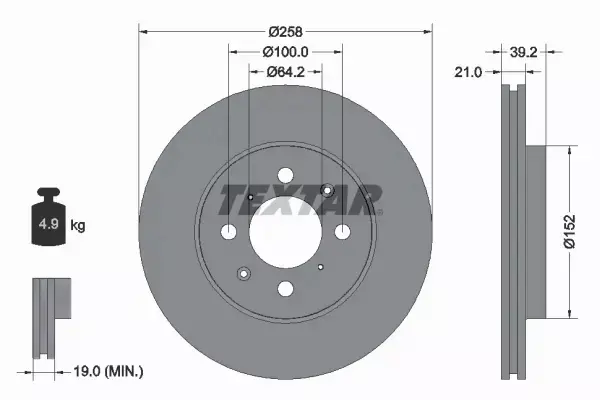 TEXTAR TARCZE HAMULCOWE PRZÓD 92165903 