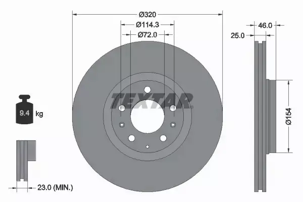 TEXTAR TARCZE HAMULCOWE PRZÓD 92166300 