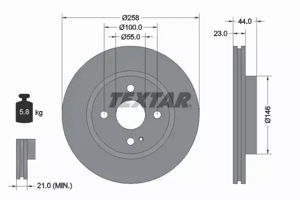 TEXTAR TARCZE+KLOCKI PRZÓD MAZDA 2 DE 258MM 