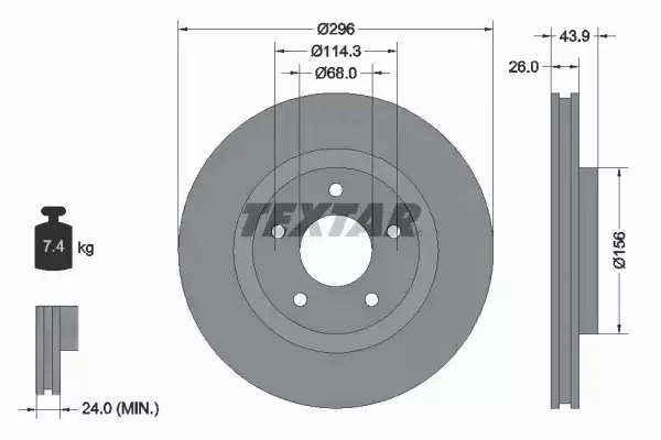 TEXTAR TARCZA HAMULCOWA 92167405 