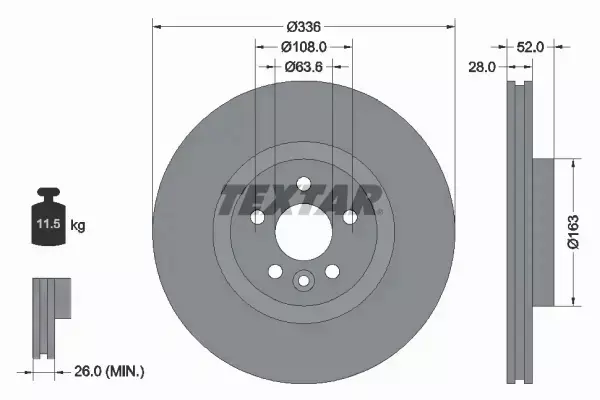 TEXTAR TARCZE HAMULCOWE PRZÓD 92168203 