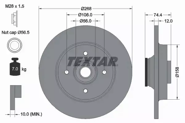 TEXTAR TARCZE HAMULCOWE TYŁ 92168703 