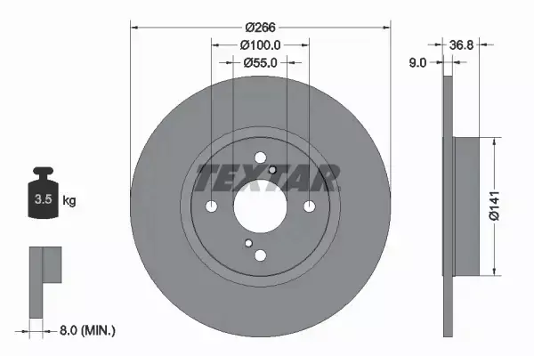 TEXTAR TARCZE HAMULCOWE TYŁ 92169203 