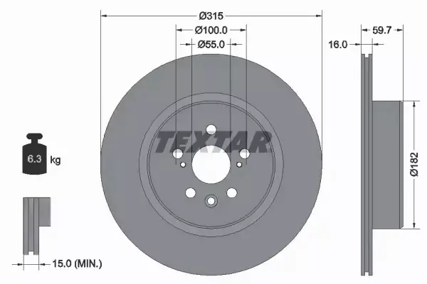 TEXTAR TARCZA HAMULCOWA 92169503 