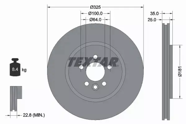 TEXTAR TARCZE HAMULCOWE PRZÓD 92170303 