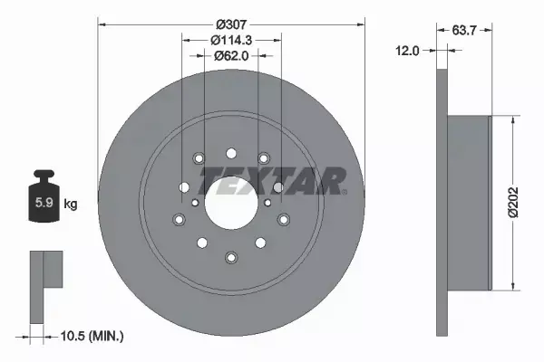 TEXTAR TARCZE+KLOCKI TYŁ LEXUS GS IS I 307MM 