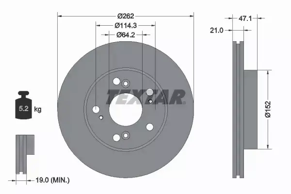 TEXTAR TARCZE+KLOCKI PRZÓD HONDA CIVIC VII 262MM 