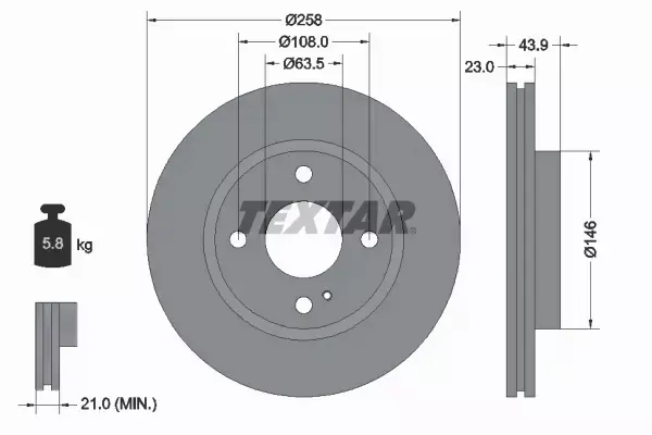 TEXTAR TARCZE+KLOCKI PRZÓD FORD FIESTA VI 258MM 