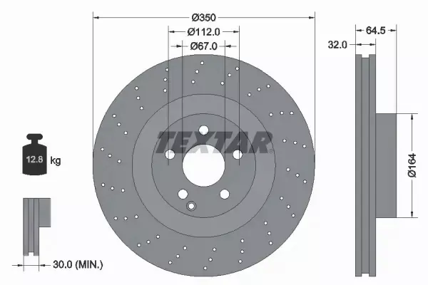 TEXTAR TARCZE HAMULCOWE PRZÓD 92176405 