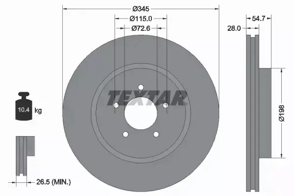 TEXTAR TARCZE HAMULCOWE PRZÓD 92177105 